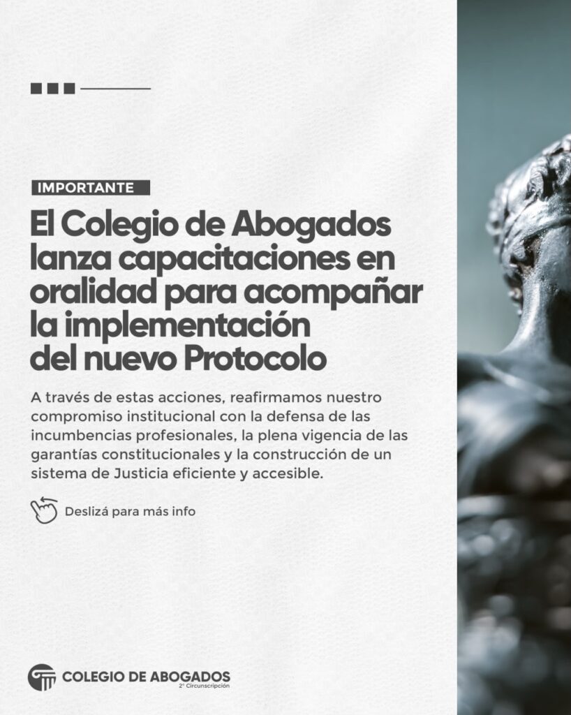 683854651_18193660072362347_7126488682229627694_n-818x1024 Otro “protocolo” de Oralidad de la nueva Corte: Entre el acompañamiento del ColAbRo, el rechazo de la FeCASFe y un tercer comunicado sin Rosario.